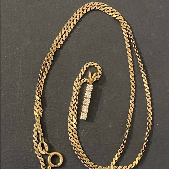 Vintage Italian 14K Soild Gold Genuine Mined Diamond Necklace - Picture 4 of 9